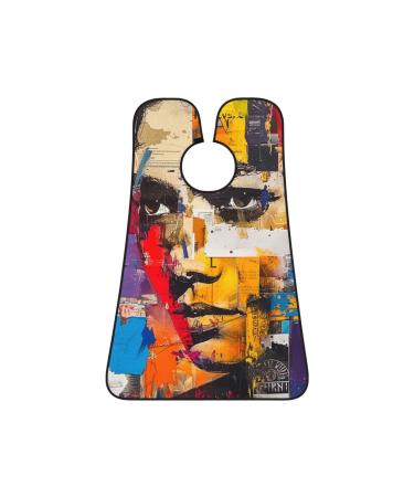 An abstract collage composed Print Beard Bib Apron Non-Stick Beard Men's Hair Catcher for Shaving Gifts for Men. One Size Black1
