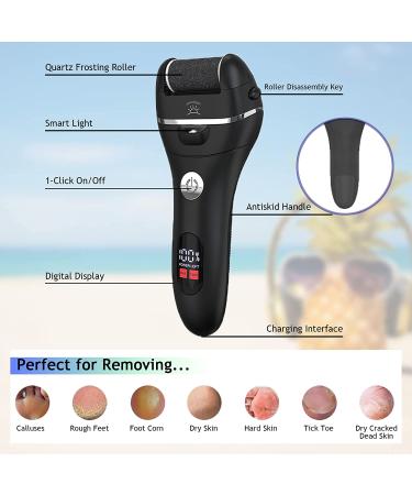 Electric Foot File Callus Remover - Rechargeable & Waterproof with Pedicure Kit - 3 Roller Heads, 2 Speeds - Black (Pack of 14) - Buy Online on GoSupps.com