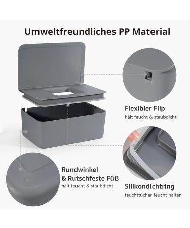 Cheerhom Baby Wet Wipes Box - Gray Moist Toilet Paper Holder with Lid | Ideal for Home Office & Outdoors - 18x12.2x7cm - Buy Online on GoSupps.com