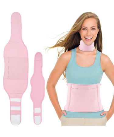 Casting oil pack reusable leakage-proof bio-ribinus oil pack wrap set with rubber band comfort neck compression auxiliary liver and abdominal muscles (castor oil not included) 2 pieces pink