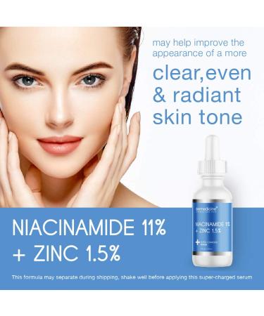 Niacinamide 11% + Zinc 1.5% Serum | Reduce Pores Improve Skin Texture & Radiance | 1 fl oz - International Shipping - Buy Online on GoSupps.com