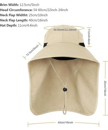 Men's Outdoor Sun Hat with UV Protection and Neck Flap - Khaki Safari Fishing Cap for Dad - Buy Online on GoSupps.com