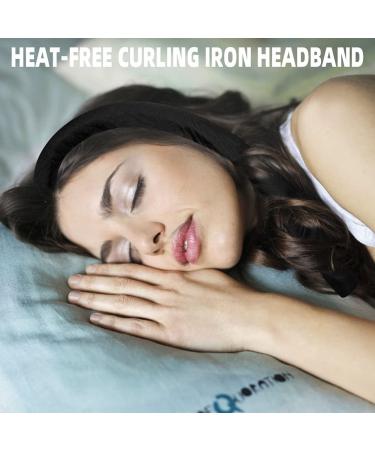 Silk Ribbon Heatless Curling Rod Headband for Natural Soft Waves | Hair Roller Curls Styling Tool with Hair Claw Clip | Sleep in Overnight | Black - Buy Online on GoSupps.com