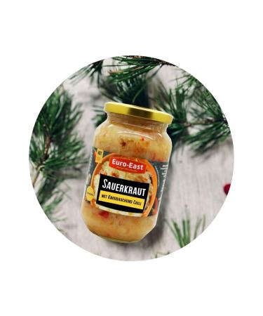 Euro East Sauerkraut with Garlic & Chilli 6-Pack | Vegan Gluten-Free Fermented Cabbage (460g each) - International Shipping Available - Buy Online on GoSupps.com