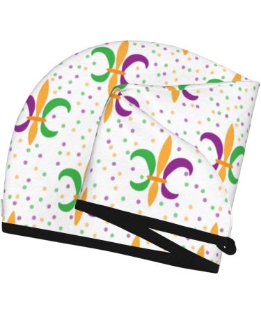 Hair Towel Wrap | Quick Drying Hair Turban with Button | Mardi Gras Carnival Design - Buy Online on GoSupps.com