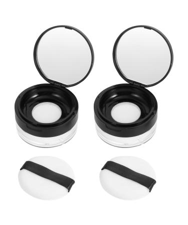 FOMIYES 2pcs Elastic Mesh Loose Powder Box Foundation Powder Puff Body Powder Case Portable Powder Puff Abs 1 g (Pack of 1) Black