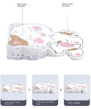 6 Wood Pulp Cotton Wipe Kitchen Cleaning Household Compressed Water Absorption Decontamination Double-Sided Sponge Brush - Buy Online on GoSupps.com