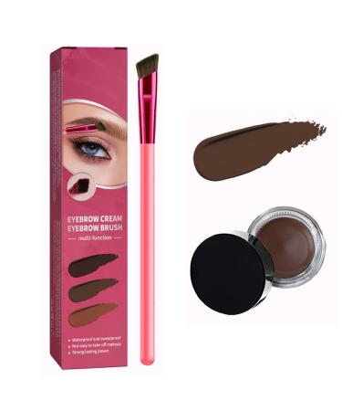 4D Hair Stroke Brow Stamp Brush Set Eyebrow Hair Stroke Brush with Mini Eyebrow Cream  Multifunction Ultra-thin Angled Realistic Eyebrow Brush Kit(Dark Brown)