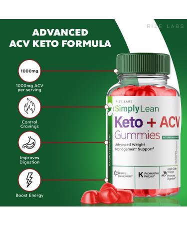 Simply Lean Keto + ACV Gummies - 2 Pack for Advanced Weight Loss | Maximum Strength 120 Gummies for Effective Keto Support - Buy Online on GoSupps.com
