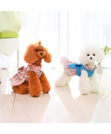 Shop Petyoung Floral Cat & Dog Clothes with Leash | Small Dog & Cat Princess Dress & Puppy Skirt in Blue M - Buy Online on GoSupps.com