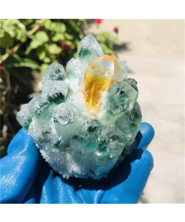 Natural Crystal Rough Home Decoration Quartz Cluster Natural Green Ghost Crystal Cluster Inlaid with Yellow Specimen Stones (Size : 400-500g) - Buy Online on GoSupps.com