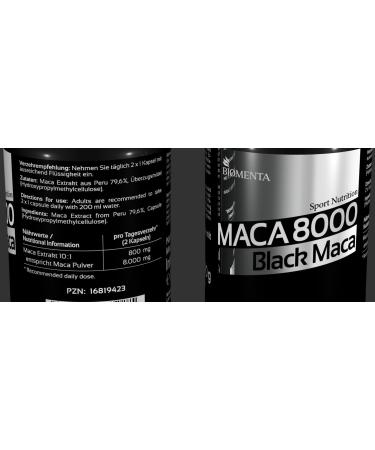 BIOMENTA Maca 8000 - 180 Vegan Capsules | High Potency 10:1 Black Maca Extract from Peru | Premium Quality for Energy & Vitality - Buy Online on GoSupps.com