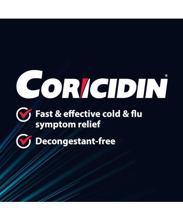 Coricidin Decongestant Free Cough and Cold Medicine - Cough cold and flu medicine for adults Effective Symptom Relief From Sore Throat Cough Chest Congestion Fever and Headaches 24 Liquid Gels - Buy Online on GoSupps.com