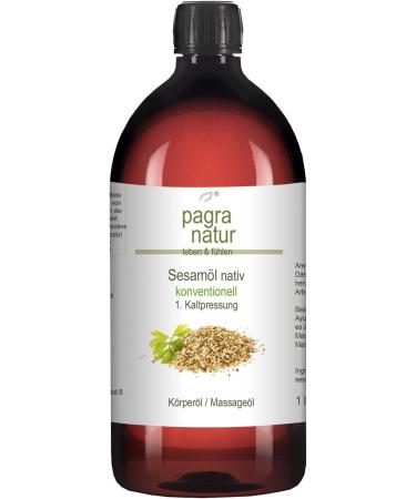 Pagra Natur Sesame Oil Virgin - 1L 1st Cold Pressed Massage Oil for Health & Wellness | International Shipping - Buy Online on GoSupps.com
