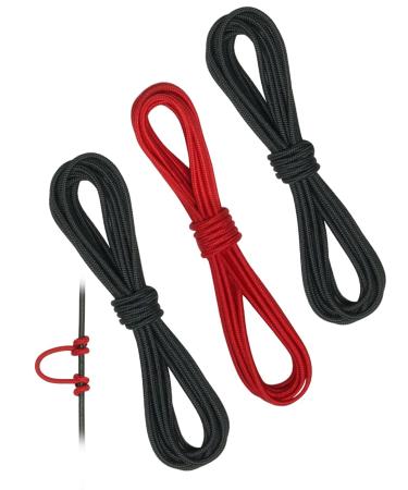 THREE ARCHERS Archery D Loop Rope for Compound Bow D Ring Buckle Release Nocking Loop Material(Pack 3) Bowstring Serving Thread D Loop Buckle black+red