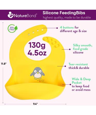NatureBond Silicone Baby Bibs (2 PCs) for Babies & Toddlers with Waterproof Pouch | Soft & Comfortable Bib Set in Lemonade Yellow & Marshmallow Green - Buy Online on GoSupps.com