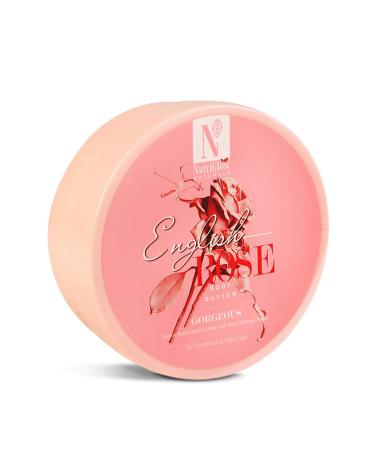 Nutriglow Natural's English Rose Body Butter Cream with Rose Extracts Deep Noourishing Moisturizing Healthy Glowing Skin Anti-Aging Dark Spots & Skin Treatment 7.05 oz