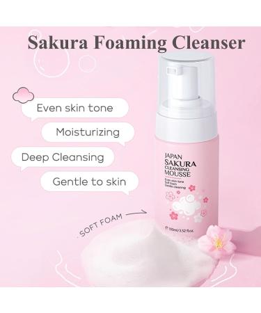 Foam Face Wash - Sakura Foaming Cleanser for Sensitive Skin | Gentle Facial Cleansing for Acne & Dry Skin - Day & Night Use - Buy Online on GoSupps.com