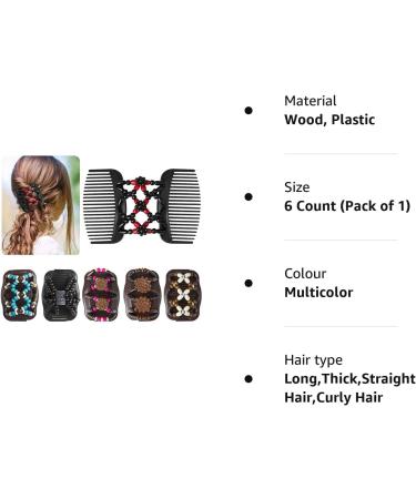 6 Pieces Beads Hair Combs - Magic Elastic Double Clips for Women Girls - DIY Hair Styling Tool - Buy Online on GoSupps.com