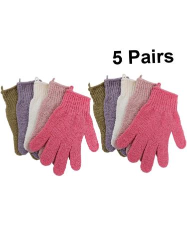 FOMIYES 10 Pairs Exfoliating Shower Gloves - Five-Finger Bathing Mitts for Soft Skin & Spa Experience | International Shipping Available - Buy Online on GoSupps.com
