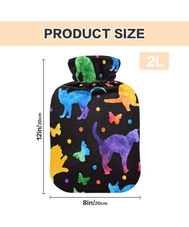 Hot Water Bottle with Cover - Cute Cat Watercolor Design | 2L Pain Relief & Heat Therapy - Buy Online on GoSupps.com