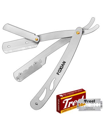 Foxian straight razor high -quality beard knife made of stainless steel with extra sharp blades barber razor for the precise wet shaving of the beard