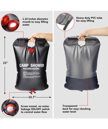 KIPIDA Solar Shower Bag - 5 Gallons/20L Heating Bag with Removable Hose and On-Off Switchable Shower Head - Camping, Beach, Swimming, Outdoor Traveling, Hiking - Buy Online on GoSupps.com