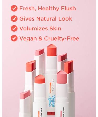 TOUCH IN SOL Vegan Again Radiance Blush Stick in Berry - Hydrating Multi-Use Makeup Stick with Vegan Collagen - Sheer & Bright Dewy Glow - Cruelty-Free - 0.29oz - Buy Online on GoSupps.com