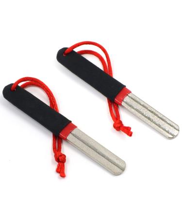 2 pieces of fishing hook sparkers diamond fish hooks double-sided fine fish hook file 180/400 grit portable grinding tool for salt water fresh water ice cream fishing sport black