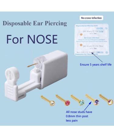 D-I-Y Nose Piercing Kit: Disposable, Sterile Nose Piercing Gun with Gold Color Body Jewelry - 2mm White CZ-G201# Stud - Safe and Easy to Use - 1 Pack - Buy Online on GoSupps.com