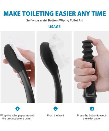 Globalstore Bottom Buddy: 15 Long Reach Comfort Wiper for Elderly & Disabled - Self Assist Butt Wiper for Men & Women - Black - Buy Online on GoSupps.com