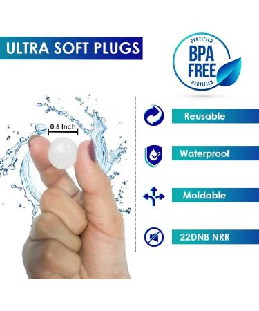 NECTUR 7 Pair Reusable Ear Plugs for Sleeping 22 DB NRR Noise Cancelling Soft Silicone Ear Plugs for Sleeping Waterproof & Wax Moldable Earplugs for Ease in Work Concerts Swimming (0.6 White) - Buy Online on GoSupps.com