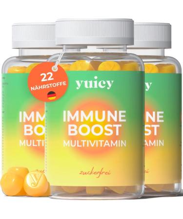 Yuicy immune boost multivitamin gummy bears.High -dose immune boost.Strengthen the immune system with vitamin D3 C K2 K1 + 16 micronutrients.180 rubber.180 immune boost rubber - triple pack