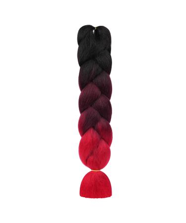 Aomig Braids Extensions 3 colors of artificial hair for braiding 24 "strands of hair for braiding hair single -braid hair braid extensions for hair box braid for braid braids (black/burgundy red)