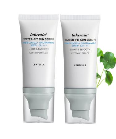 2 Pcs Centella Sunscreen SPF 50 Centella Water-Fit Sun Serum Long-Lasting Protection Nourishing Skin Protection and UV Defens.