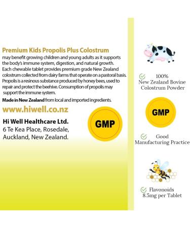 Hi Well Premium Kids Propolis + Grass-Fed Colostrum 180Tablets - Buy Online on GoSupps.com