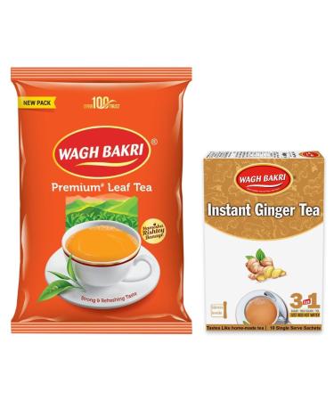 Wagh Bakri Premium Leaf Tea 1kg & Wagh Bakri Ginger Instant Tea Premix 140g