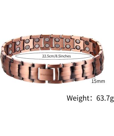 Men's Adjustable Black Copper Bracelet with 3500 Gauss Magnets - Buy Online on GoSupps.com