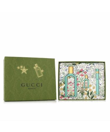 Gucci Flora Gorgeous Jasmine EDP Woman's Gift Set: 100 ml + Mini 10 ml Spray + Mini Pen 5 ml Spray - HARD BOX