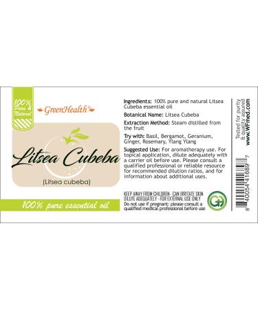 5 ml Litsea Cubeba Essential Oil (100% Pure & Uncut) - GreenHealth - Buy Online on GoSupps.com