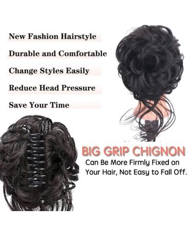 RPAEOY Curly Wavy Hair Tie with Clip | Synthetic Messy Bun Scrunchy for Women - Brownish Black - Buy Online on GoSupps.com