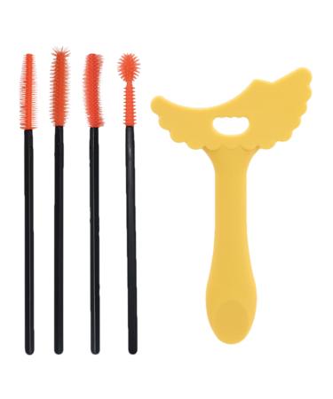 Pochoir Eyeliner Aile d'Ange | Guide Maquillage Silicone - Outil Eye Liner Ail Pour D butants Entra nement Quotidien Matin Soir Voyage Jaune + brosse cils