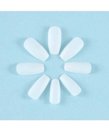 Handcess 24Pcs Ballerina Matte Coffin Nails - White Full Cover Gel False Nail Art Tips Set for Stunning Manicures | International Shipping Available - Buy Online on GoSupps.com
