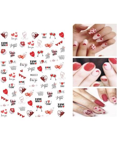 Valentines Day Nail Art Stickers Decals 8 Sheets JMEOWIO Self Adhesive Red Heart Love Kiss Lip Rose Flower Pattern DIY Design Nail Decoration for Women Girls - Buy Online on GoSupps.com