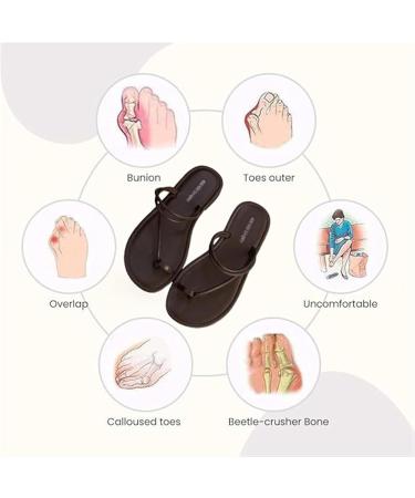 Women's Sandals with Bunion Support | Slip-On Chunky Heel Orthopedic Corrector | Summer Beach Vacation Casual Sandals - Hallux Valgus & Toe Separator (Brown - Buy Online on GoSupps.com