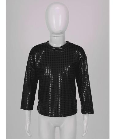 Jhaoyu Kids Shiny Sequins Long Sleeve Dance Top - Black, 9-10 Years - Buy Online on GoSupps.com