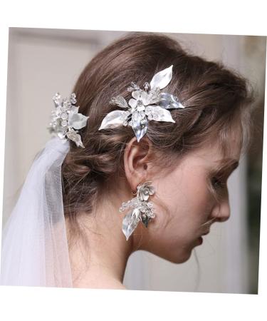 DOITOOL Straight Teeth Comb Simple Side Comb Bridal Veil Comb for Bridal Leaf Comb Metal Comb Silver Barrettes Wedding Veils Rhinestone Headpiece The Flowers Bride - Buy Online on GoSupps.com