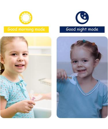 Vicloon U Shaped Toothbrush Set of 2 for Children (7-12 Years) - Soft Silicone Brush Head - Yellow/Pink - Buy Online on GoSupps.com