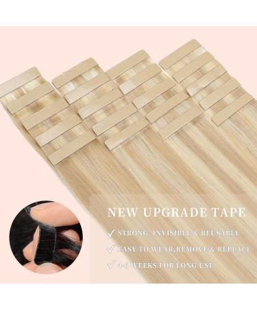 YDDM Tape In Extensions - 20 Pcs Real Hair 22 Inch Ash Blonde Skin Weft - Invisible Tape Extensions (18/613#) 55cm 50g - Buy Online on GoSupps.com