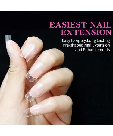 360Pcs MissSix Short Clear Gel Nail Tips - Professional Soft Gel Press On Nails - Almond, Coffin, Square Shape - Full Cover Fake Tips for Acrylic Nails - C-Nail Tips-G1 - Buy Online on GoSupps.com